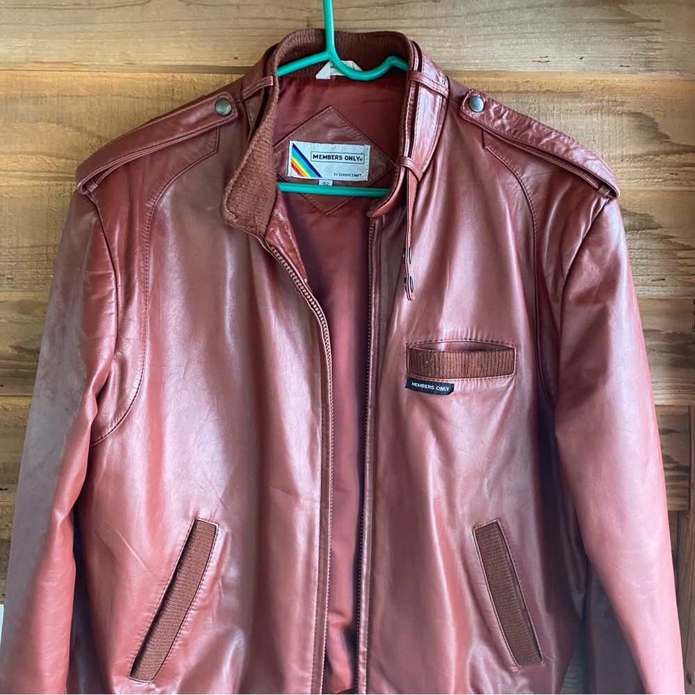 Members Only Brown Leather Jacket - Picture 2 of 15